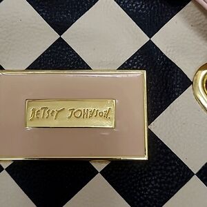 Betsey Johnson Off White/Black and Pink Checkered Handbag.
